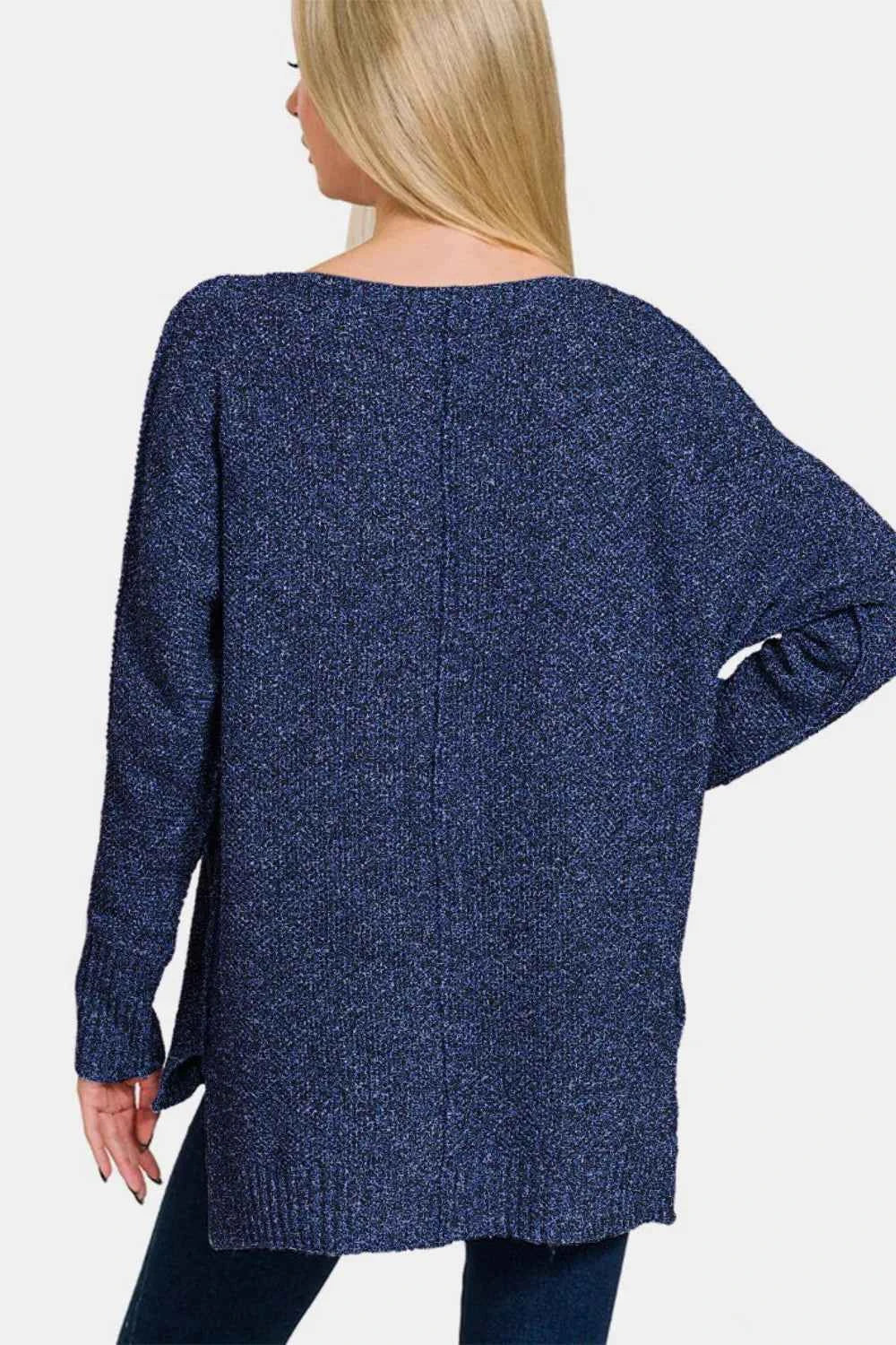 Zenana High-Low Center Seam V-Neck Sweater acfd233d-7286-4386-9b0a-906de4dc364a-Max