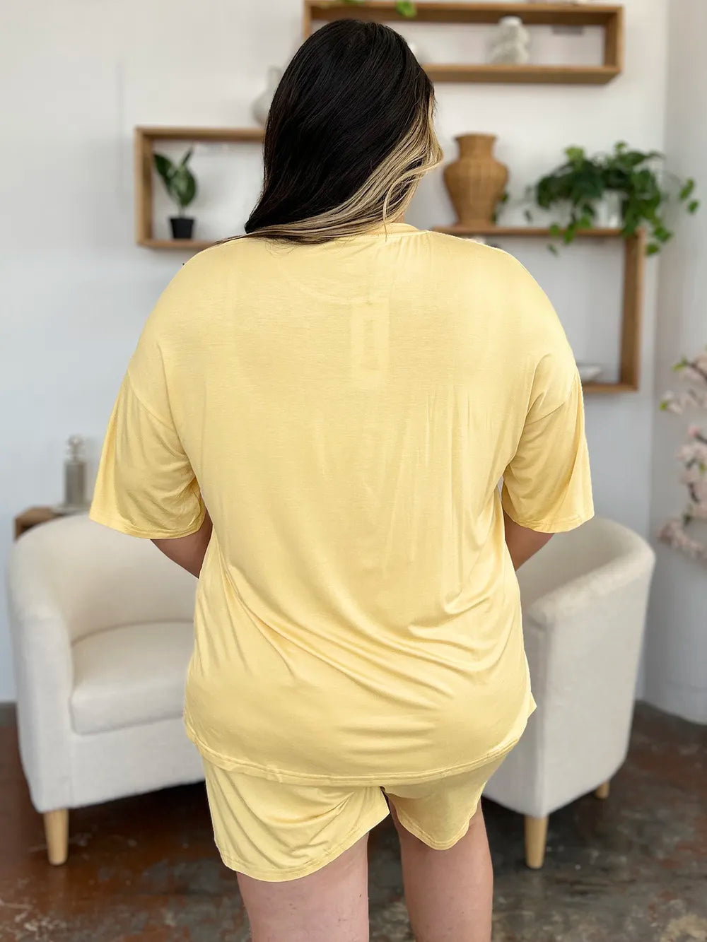 Basic Bae Bamboo Full Size Round Neck Drop Shoulder T-Shirt and Shorts Set ad0a666f-6d83-4353-884c-818003158413-Max