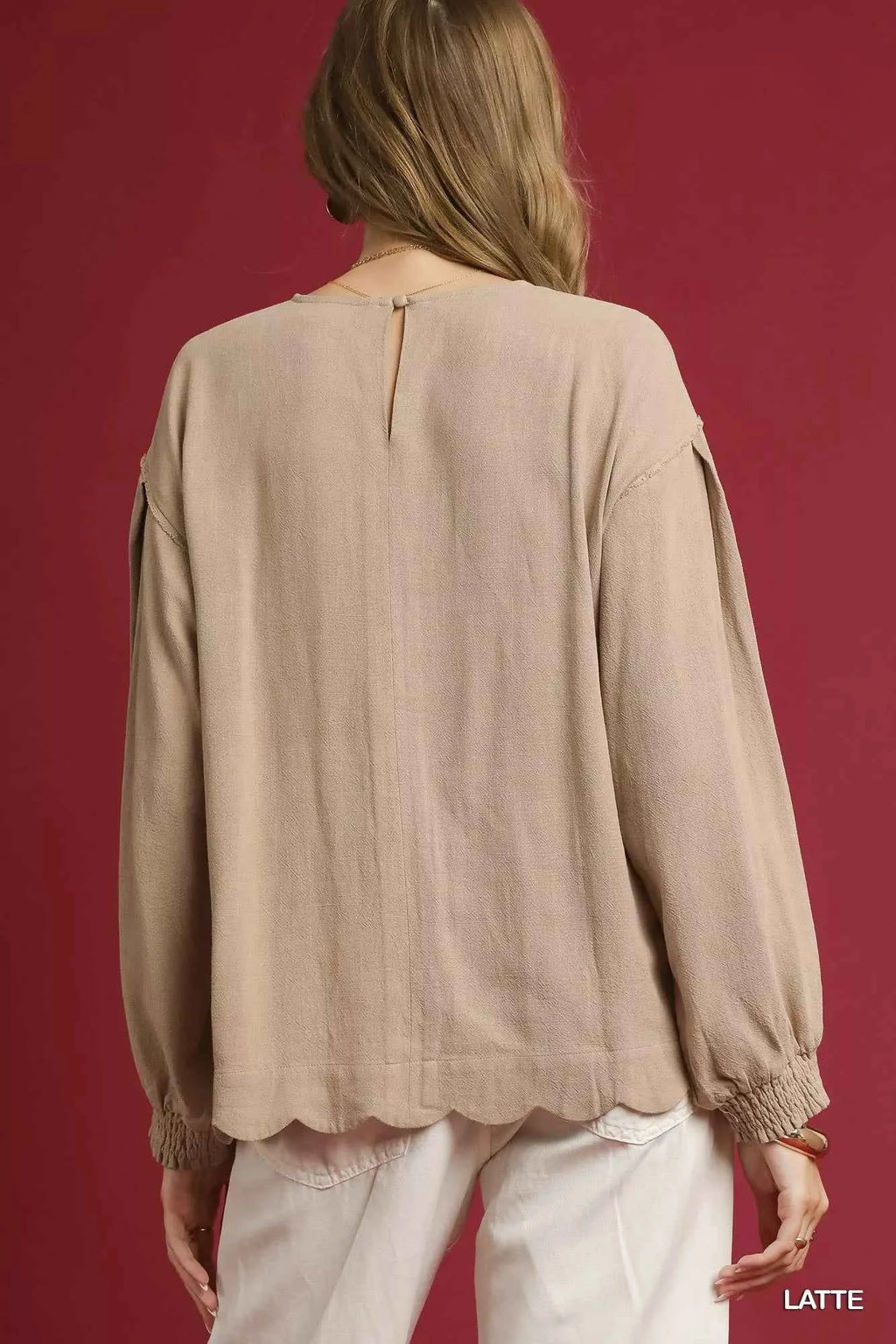 Umgee Linen Scallop Hem Long Sleeve Blouse ad0bca10-6f45-4427-8a33-9b47aee52499-Max-Origin