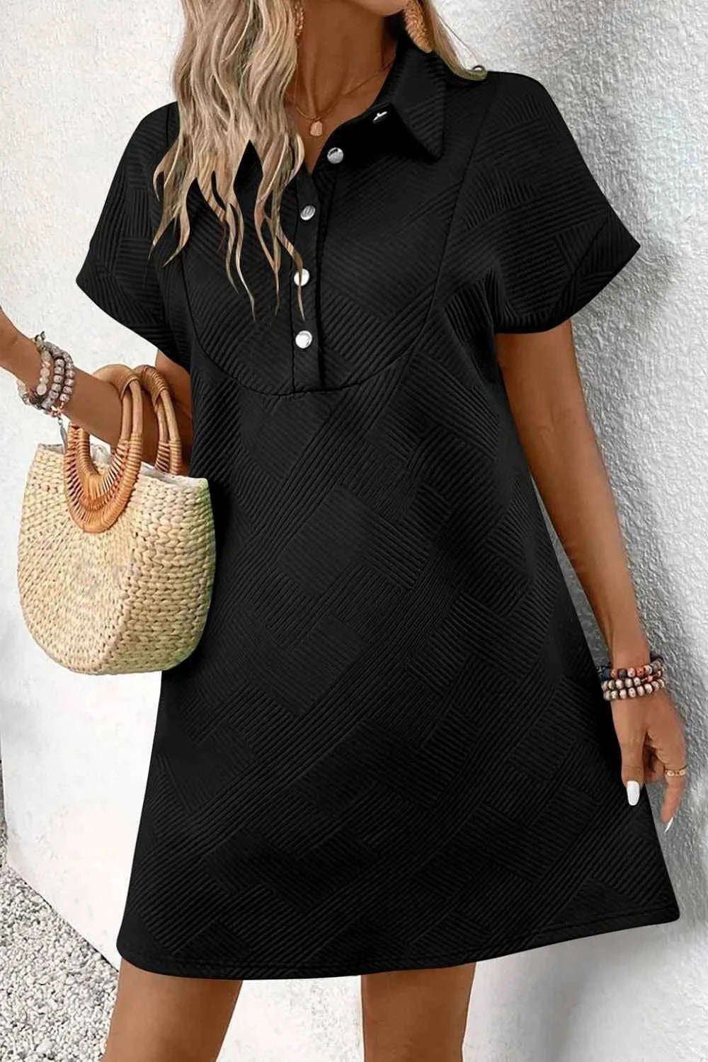 Button Front Short Sleeve Mini Dress ad177623-0b87-46ca-8404-65cc1c556ac0-Max-Origin