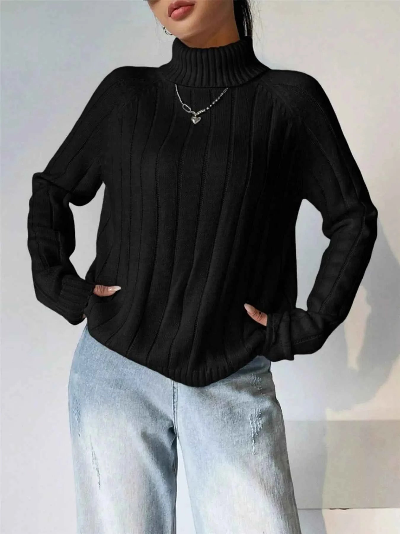 Ribbed Turtleneck Long Sleeve Sweater ad595cd9a8944525b9e5057d77f3ab2b-Max-Origin