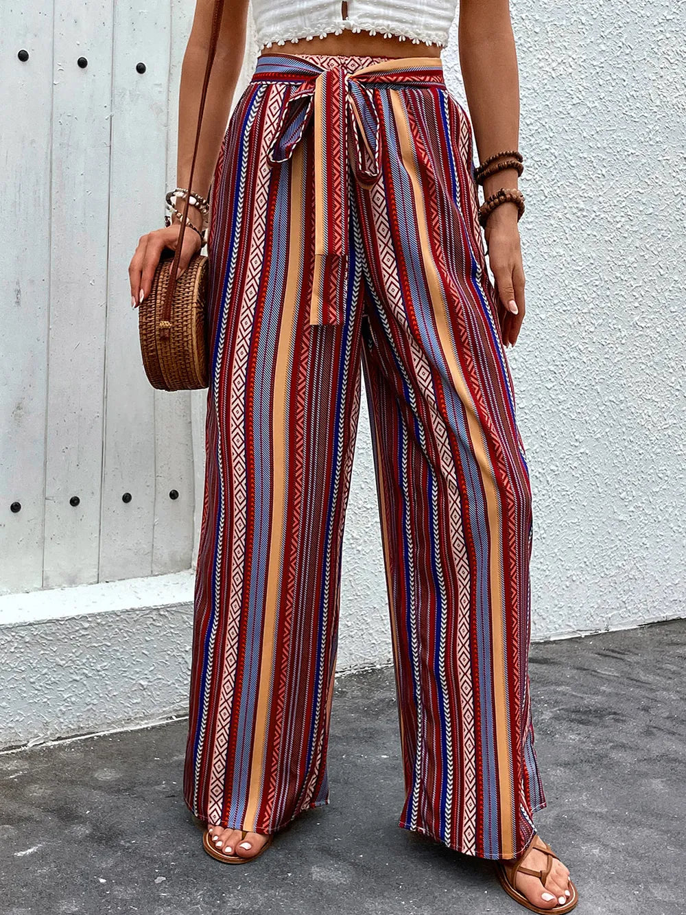Perfee Tied Geometric Wide Leg Pants ad6abbd0-1b74-43c0-805a-073f4d94b0bf-Max