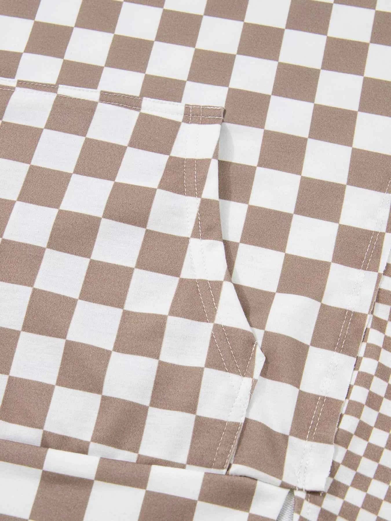 Checkered Pattern Oversized Drawstring Hoodie ad7783ca1c1c4fc3816416892552ffc9-Max-Origin