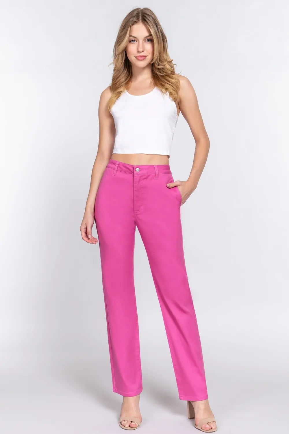 ACTIVE BASIC High Waist Straight Twill Pants ad890c99-8ee9-410f-86d5-6208b000d349-Max