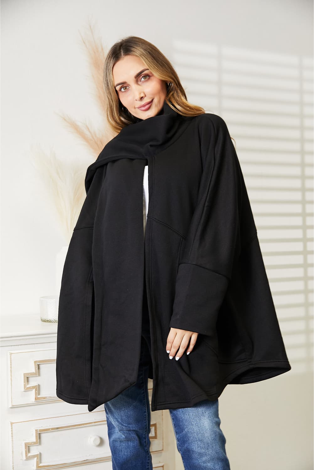 HEYSON Full Size Open Front Cardigan with Scarf Design ada6d118306246798d8af06584db83db-Max