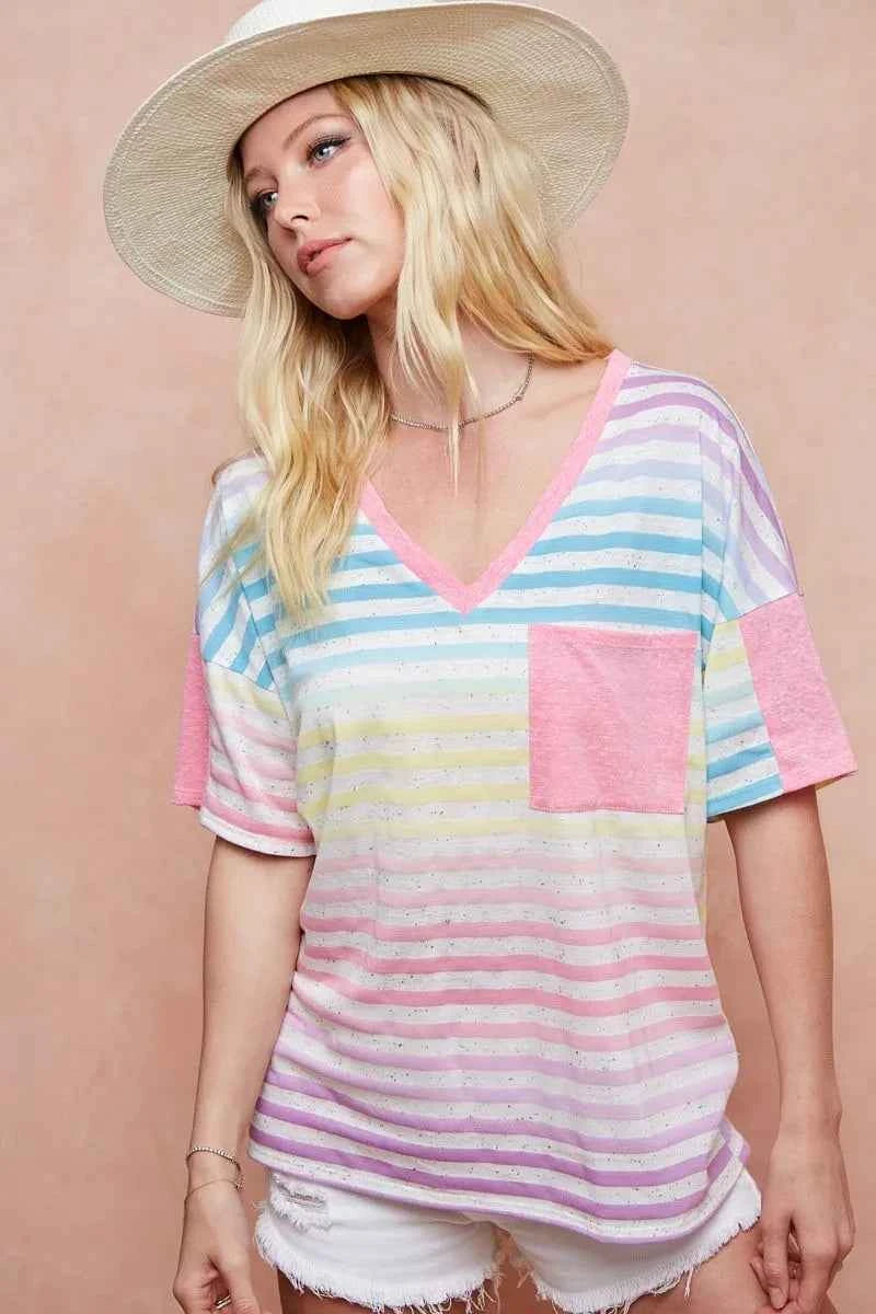 BiBi Rainbow Stripe Printed Triblend Knit Top adb90f4c3f174794baa117eda7153349-Max-Origin