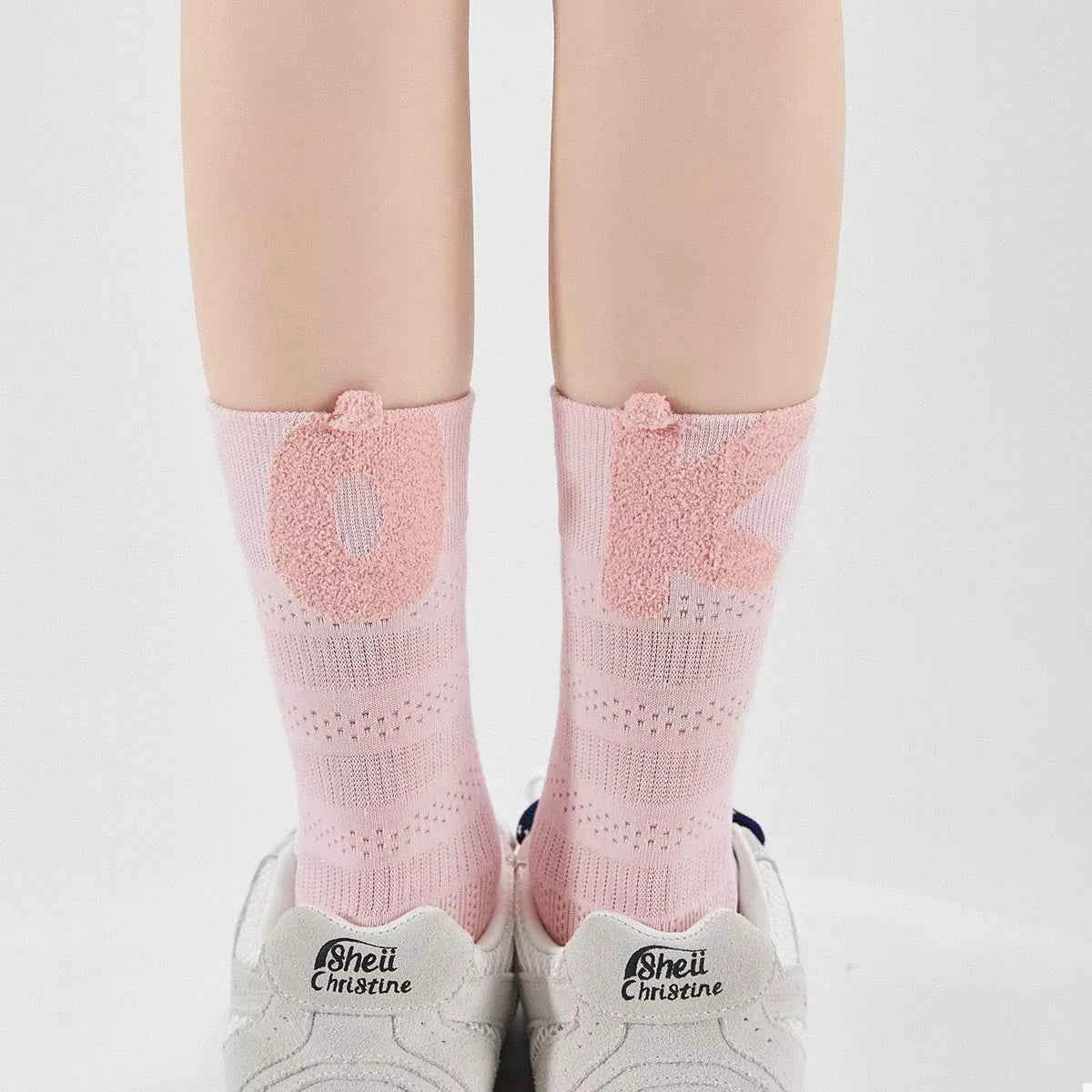 Breathable Letter Crew Socks Blush Pink One Size add54390-7368-40bc-a7ab-69831a023adf-Max-Origin