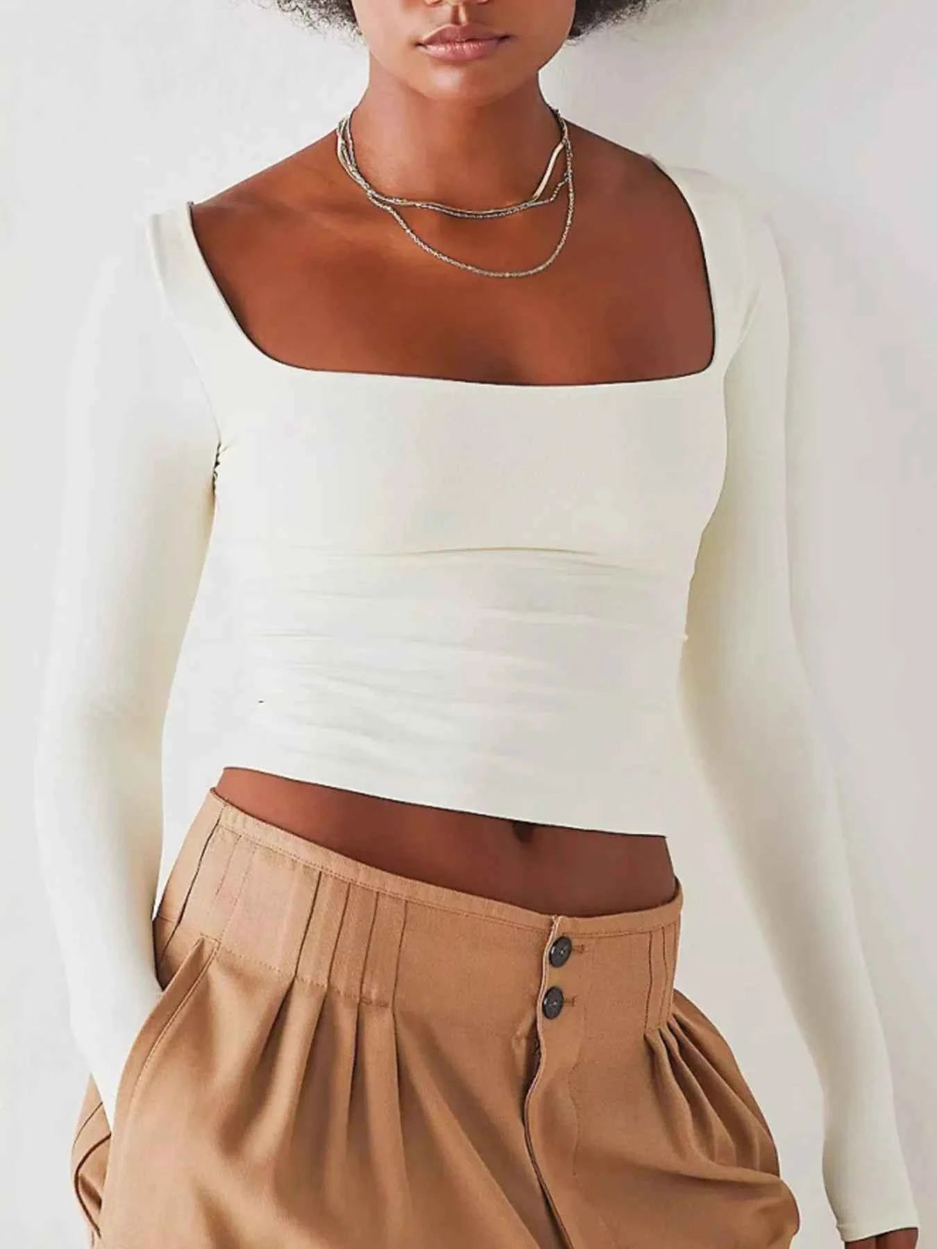 Square Neck Fitted Long Sleeve T-Shirt adf5868c-33c9-460f-ad57-dfe70d8990e7-Max-Origin