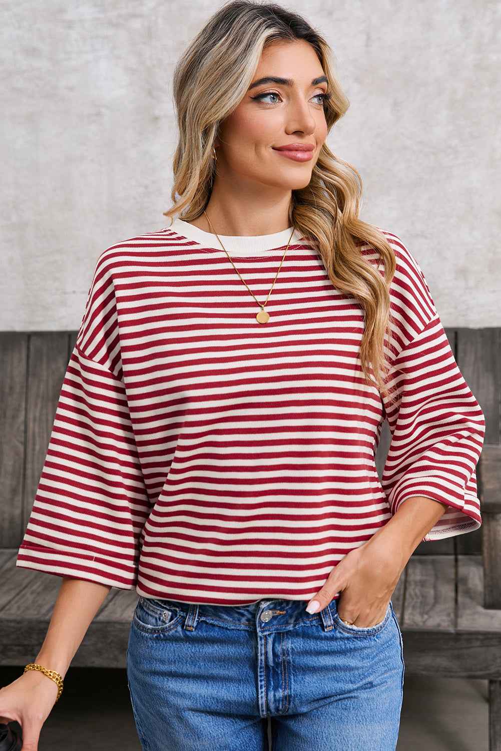 Red Striped Bowknot Backless T-Shirt adf69381a025041d