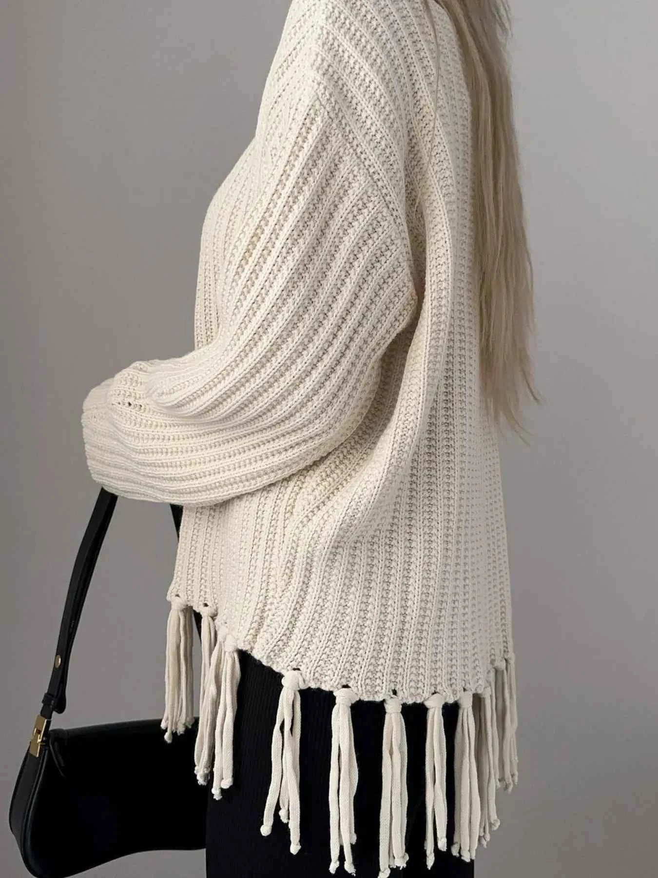 Fringe Round Neck Long Sleeve Sweater ae081c2090584d5eaed25fdfe675587a-Max-Origin