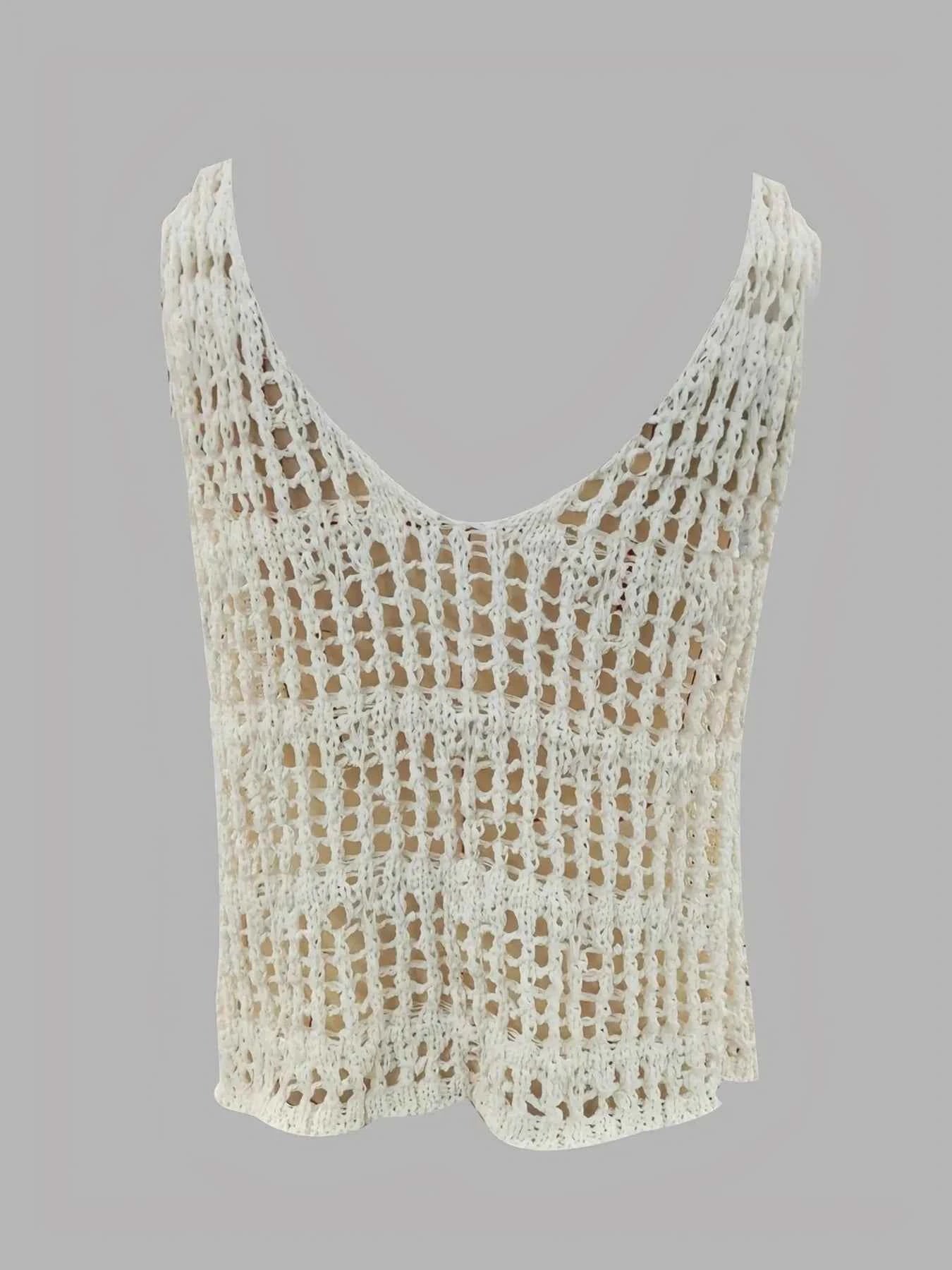 Crochet Knit V-Neck Sweater Vest ae381e6bf1f64550988c9fbd94228bb7-Max-Origin