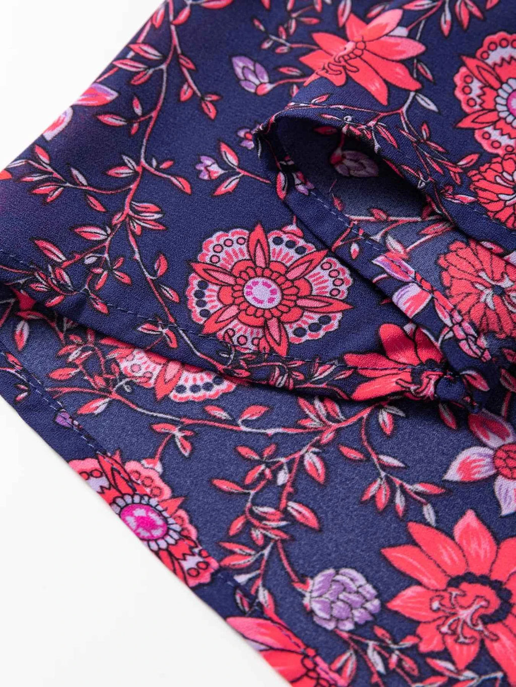 Floral Half Sleeve Split Neck Blouse Top ae41ed07589641cdbf42d61afba6a61a-Max-Origin