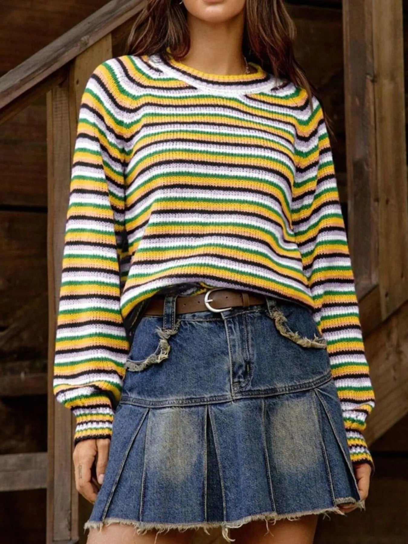 Rainbow Striped Pullover Sweater Yellow ae4377cb-88bc-445b-95b6-a0466f8cf8cf-Max-Origin