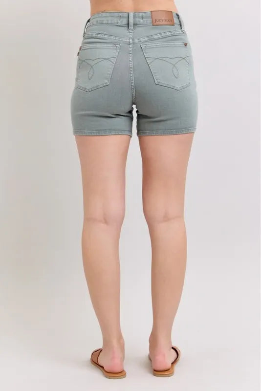 Judy Blue Full Size Hw Garment Dyed & Back Pkt Embroidery Shorts Plus Size aea495cb-3fde-406f-aec3-29319afd39b1-Max-Origin