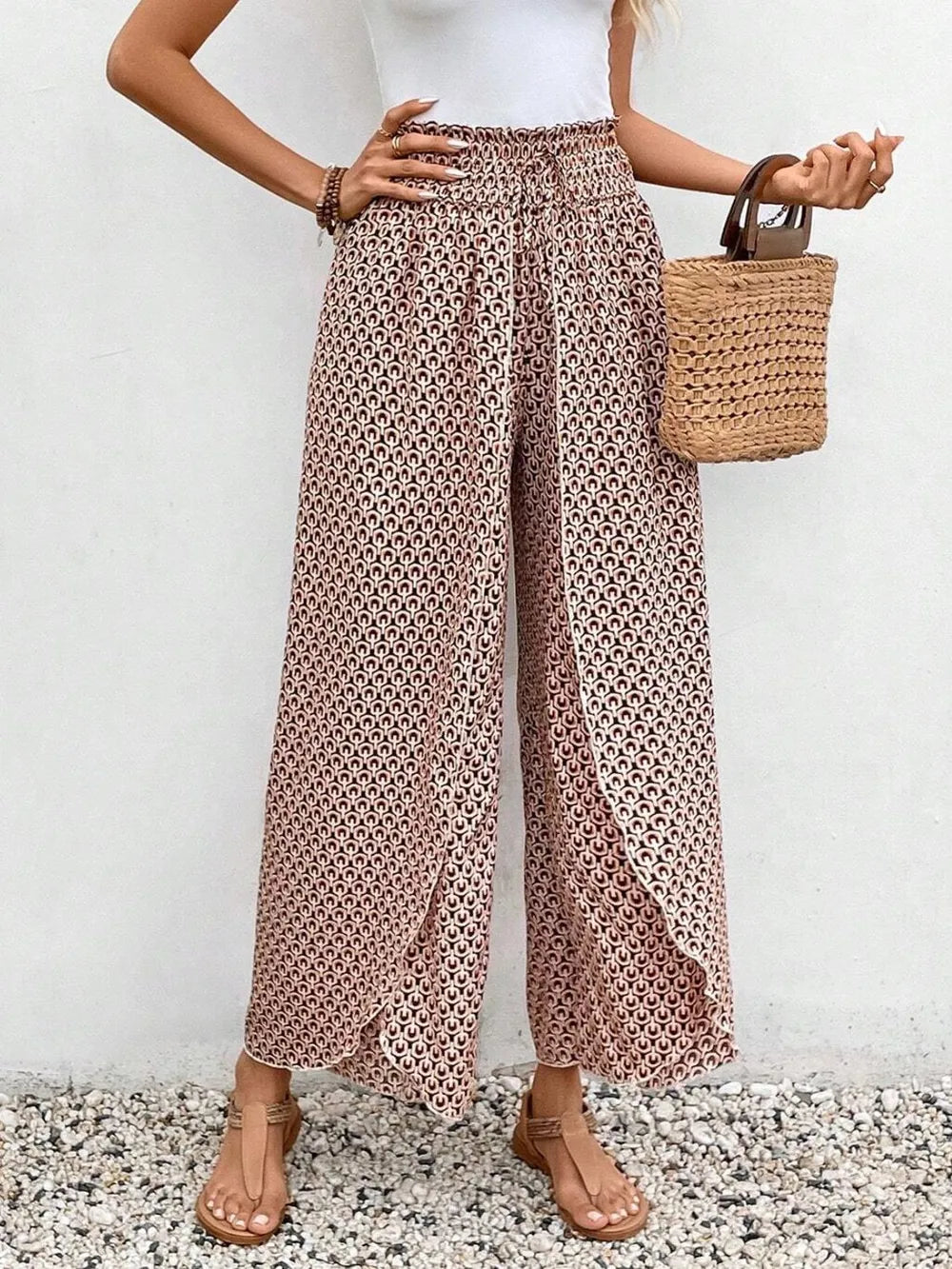 Tied Printed Wide Leg Pants aeaedf1b-109b-4608-b59a-3a9c1a603c87-Max