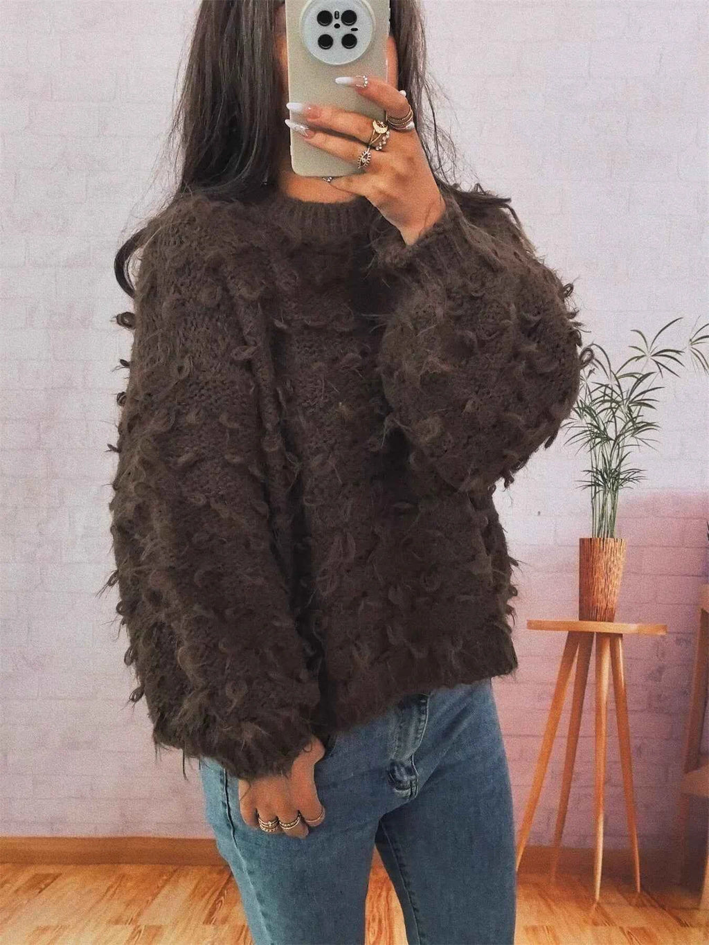 Chunky Round Neck Long Sleeve Sweater aeb6217fb59d4f84b11f32bdba2ff1da-Max-Origin