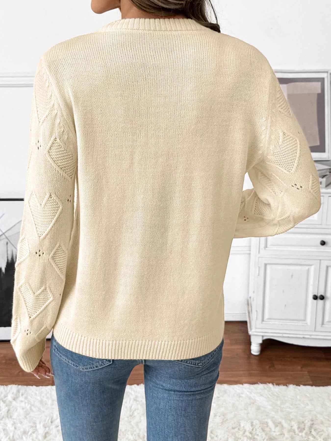 Openwork Heart Round Neck Sweater aed85353c82641daac9c5fd2826870d9-Max-Origin