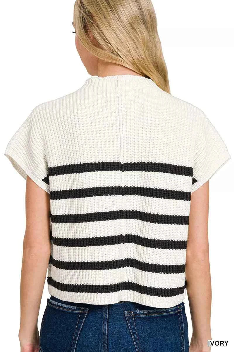 Zenana Short Sleeve Stripe Sweater af012d24-ecd3-43b6-863d-a056f4fcdfbb-Max-Origin