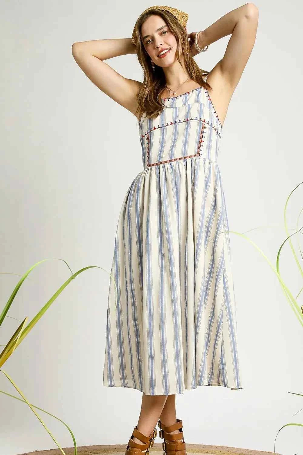 Umgee Striped Colorful Embroidered Trim Cami Dress af18911f-6ff3-4260-86be-e16777047148-Max-Origin