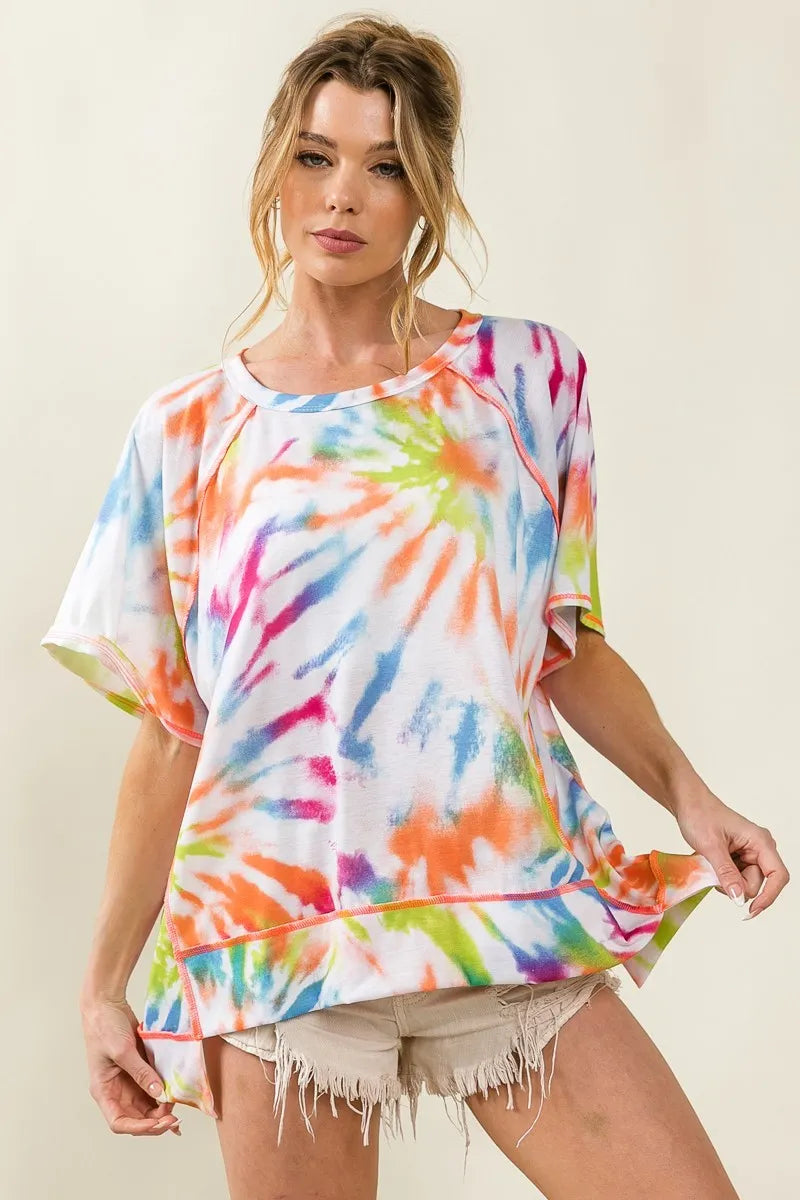 BiBi Tie Dye Print Jersey Stitched Uneven Hem Top af2ee05b6cee4f03a295eb19d559c1bc-Max-Origin
