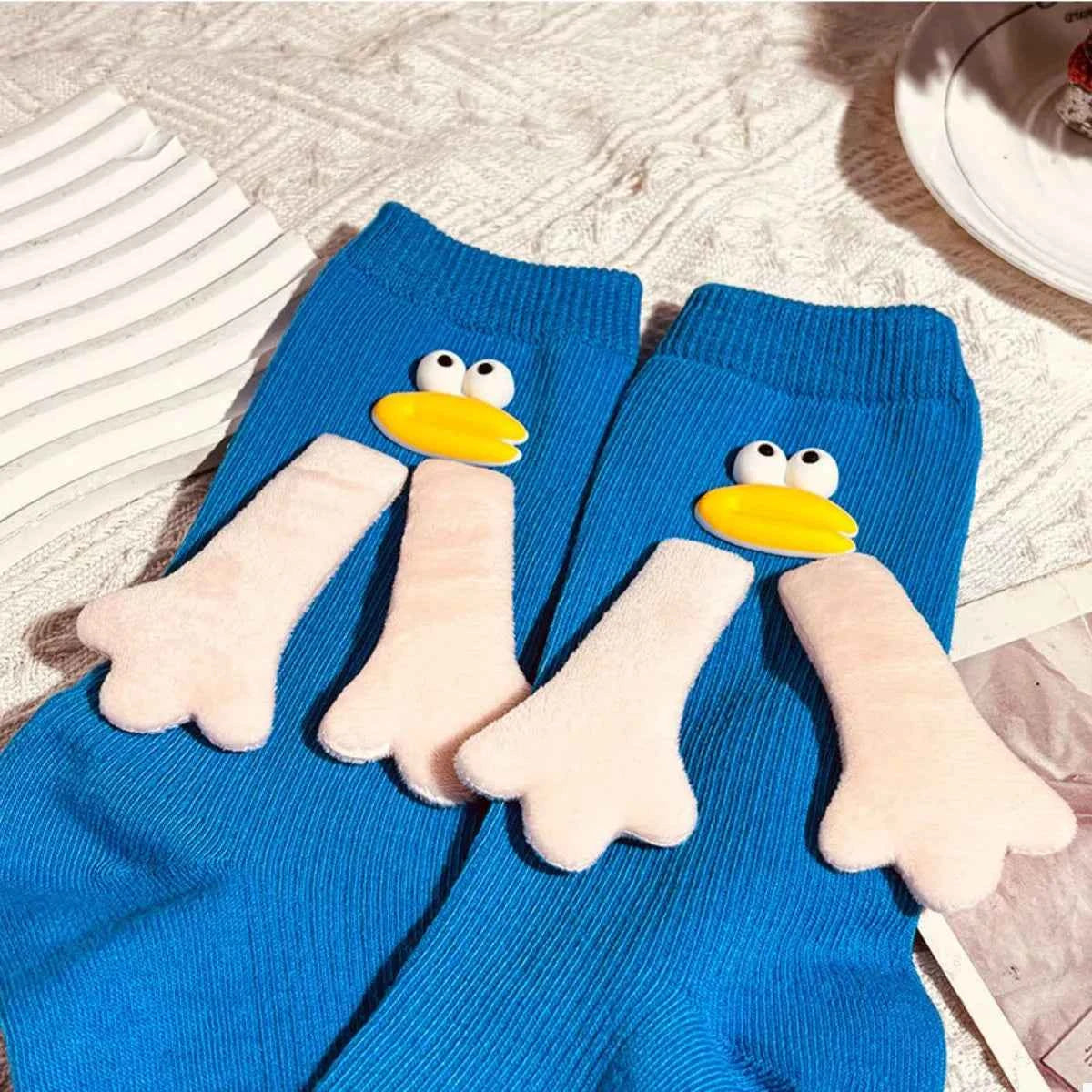 Cartoon Ribbed Knit Crew Socks Blue One Size af39f1f8-967b-422d-94a8-ef8be4c53334-Max-Origin