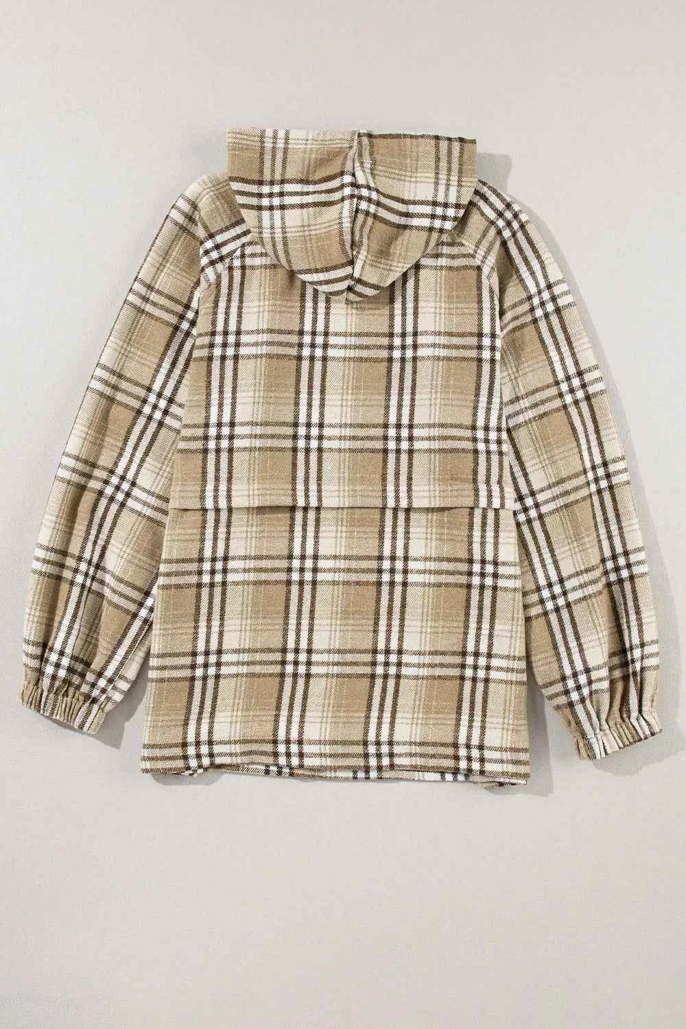 Drawstring Plaid Half Zip Raglan Sleeve Hoodie af50f343-a5e2-471a-861d-8fcf41730c26-Max