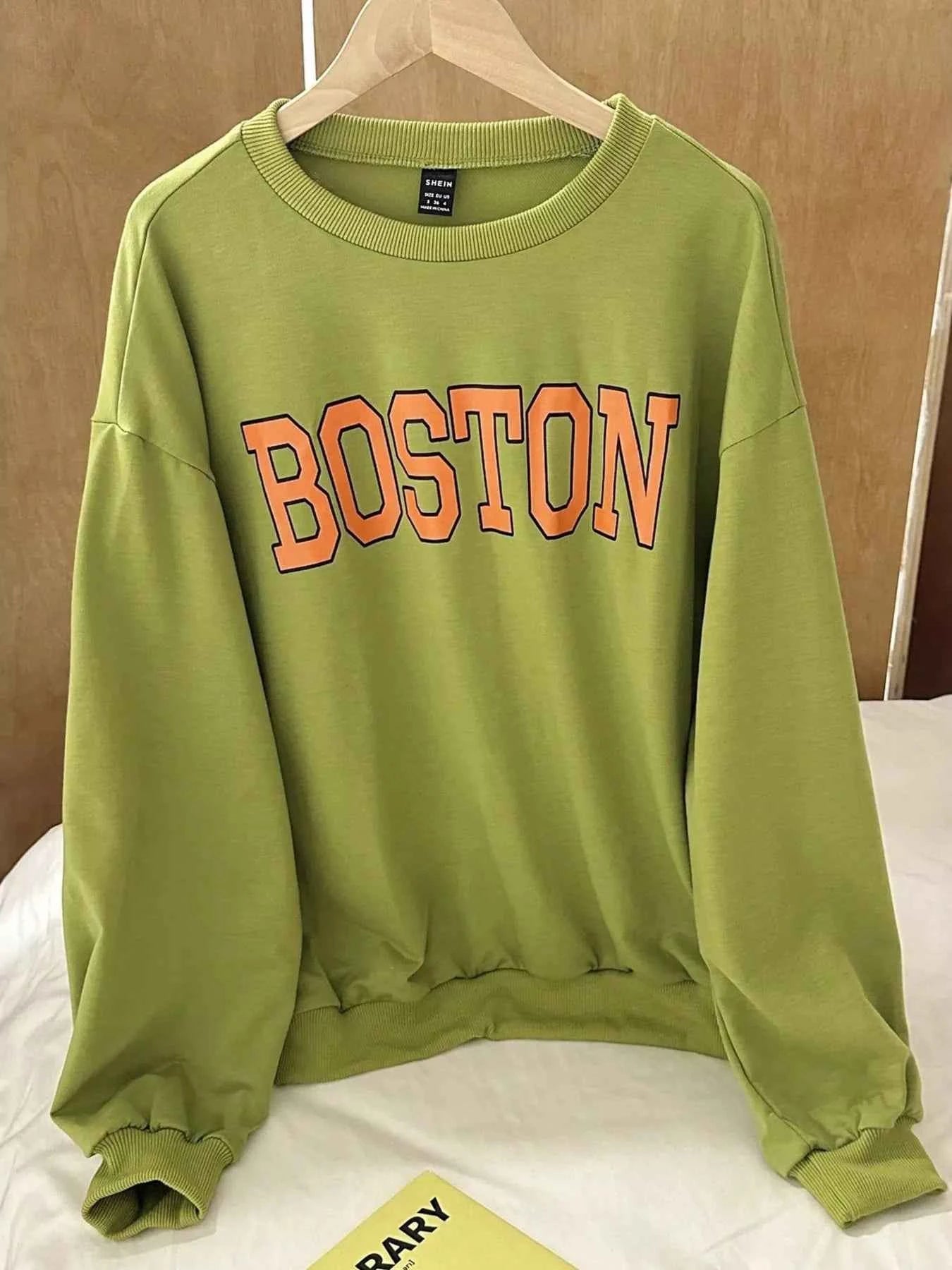 Men's Boston Graphic Oversized Crewneck Sweatshirt Green af71e185c42c43889bbbae73491323a0-Max-Origin