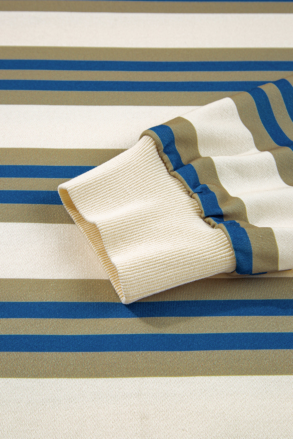 Khaki Striped Crew Neck Drop Shoulder Pullover Sweatshirt af9e993387b26e71