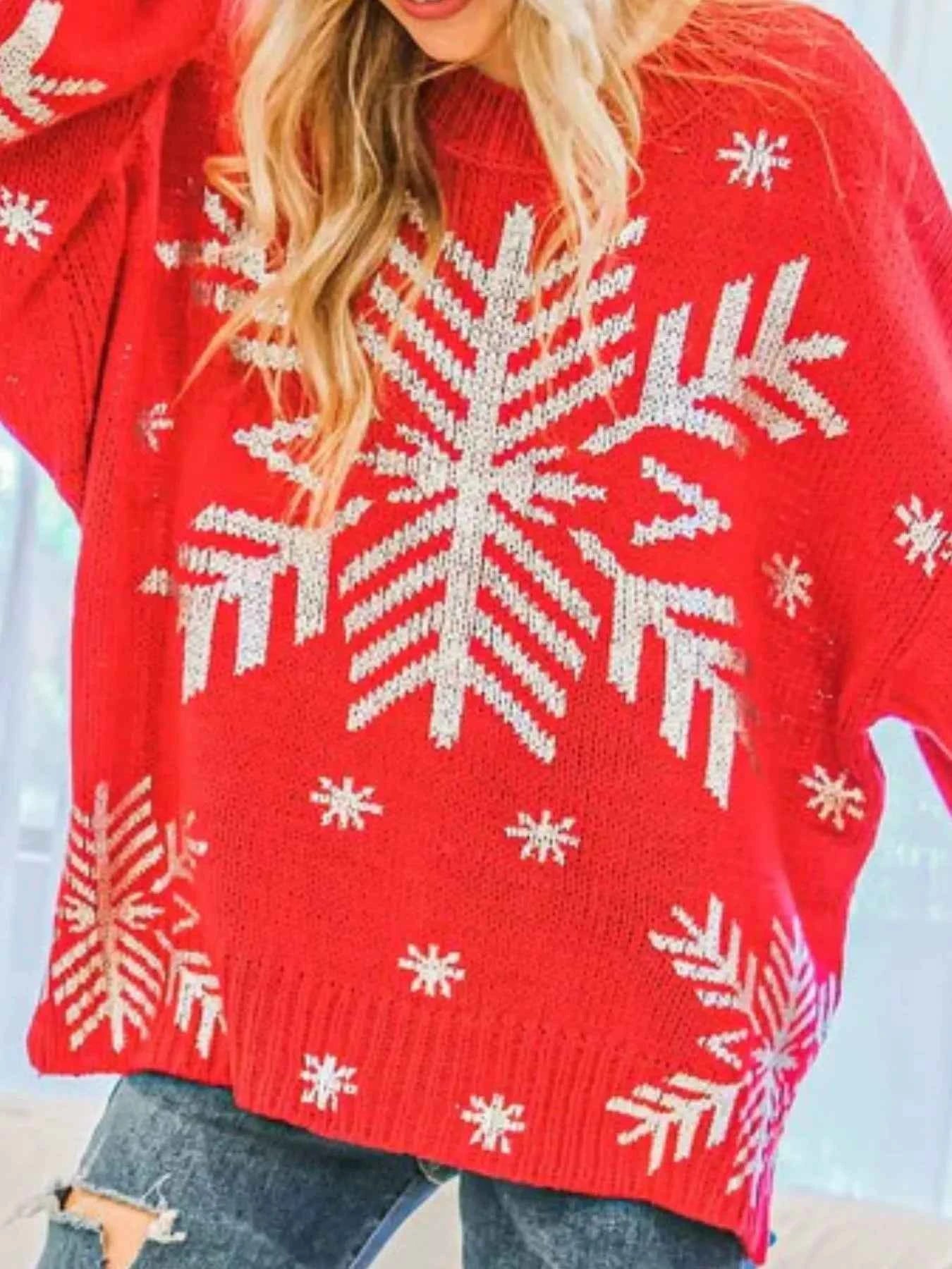Christmas Snowflake Long Sleeve Sweater afe6bbb4-1e21-49ae-a5a4-a3cfaa951edd-Max-Origin