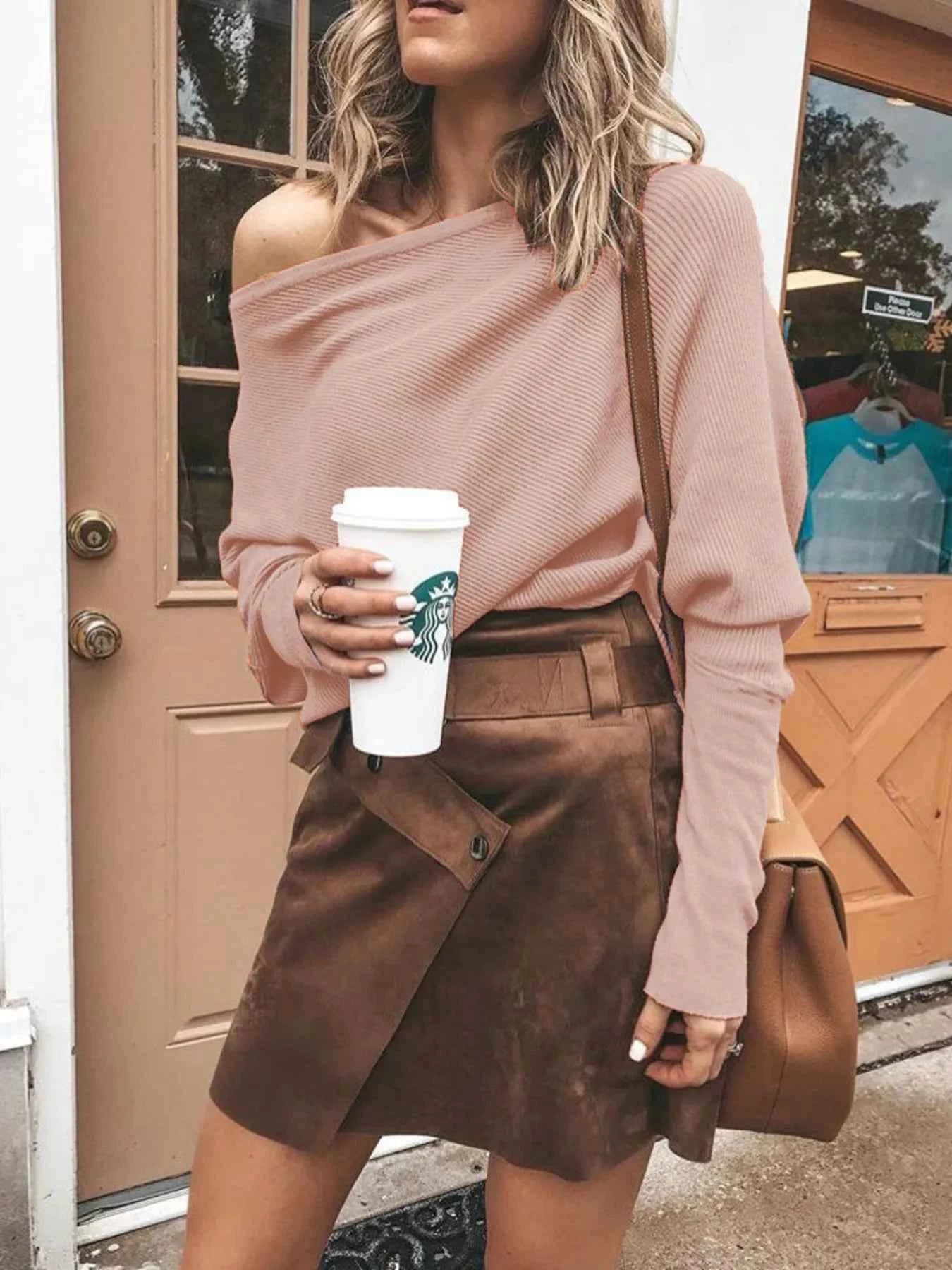 Full Size One-Shoulder Ribbed Sweater Plus Size Pink b0104111f14b42aaa26e504ce4ed1213-Max-Origin