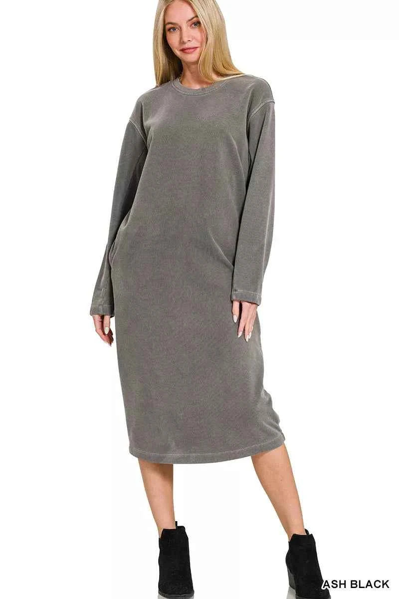 Zenana Soft Fleece Pigment Dye Sweatshirts Dress ASH BLACK b0250c5da55a43a0b1b15cee9960a677-Max-Origin