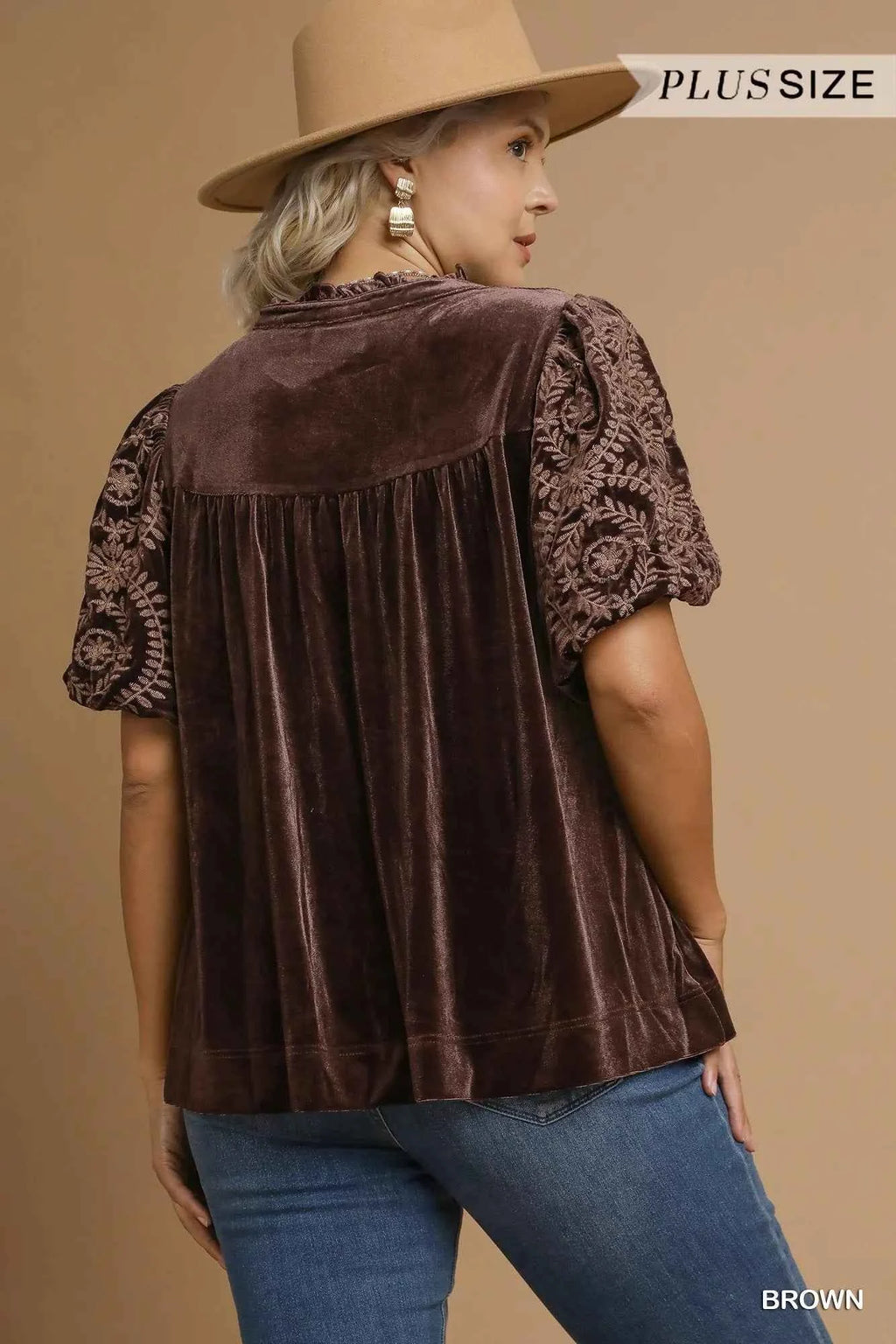 Umgee Full Size Velvet Embroidered Sleeve Blouse Plus Size b02e3841-2cde-4e65-aebc-a46cc90c4d54-Max-Origin