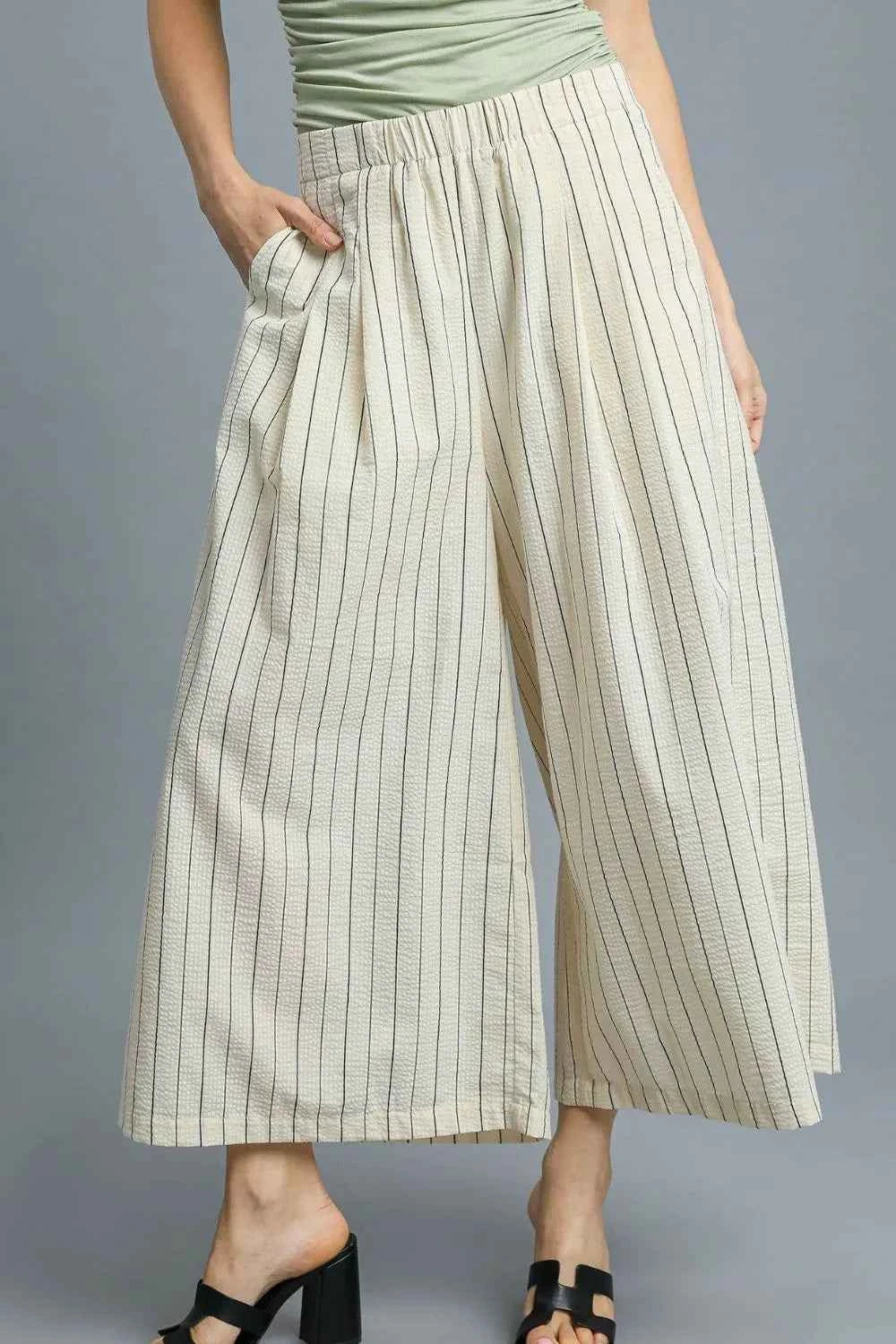 Umgee High-Waisted Wide Leg Striped Pants Ivory b071540a-3395-4f18-a7c2-f3b390218f22-Max-Origin
