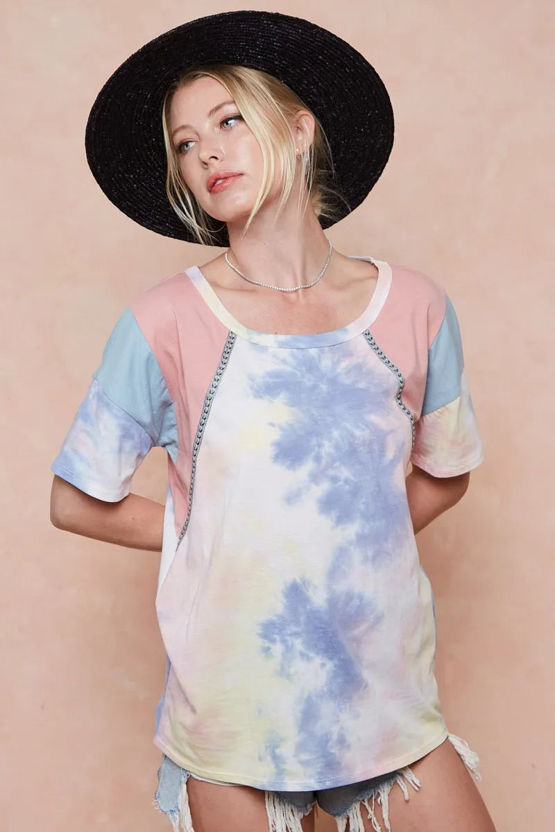 BiBi Tie Dye Printed Cotton Color Block T-Shirt b07bcfa4d8d14d51b6febc2ee3c2f60c-Max-Origin