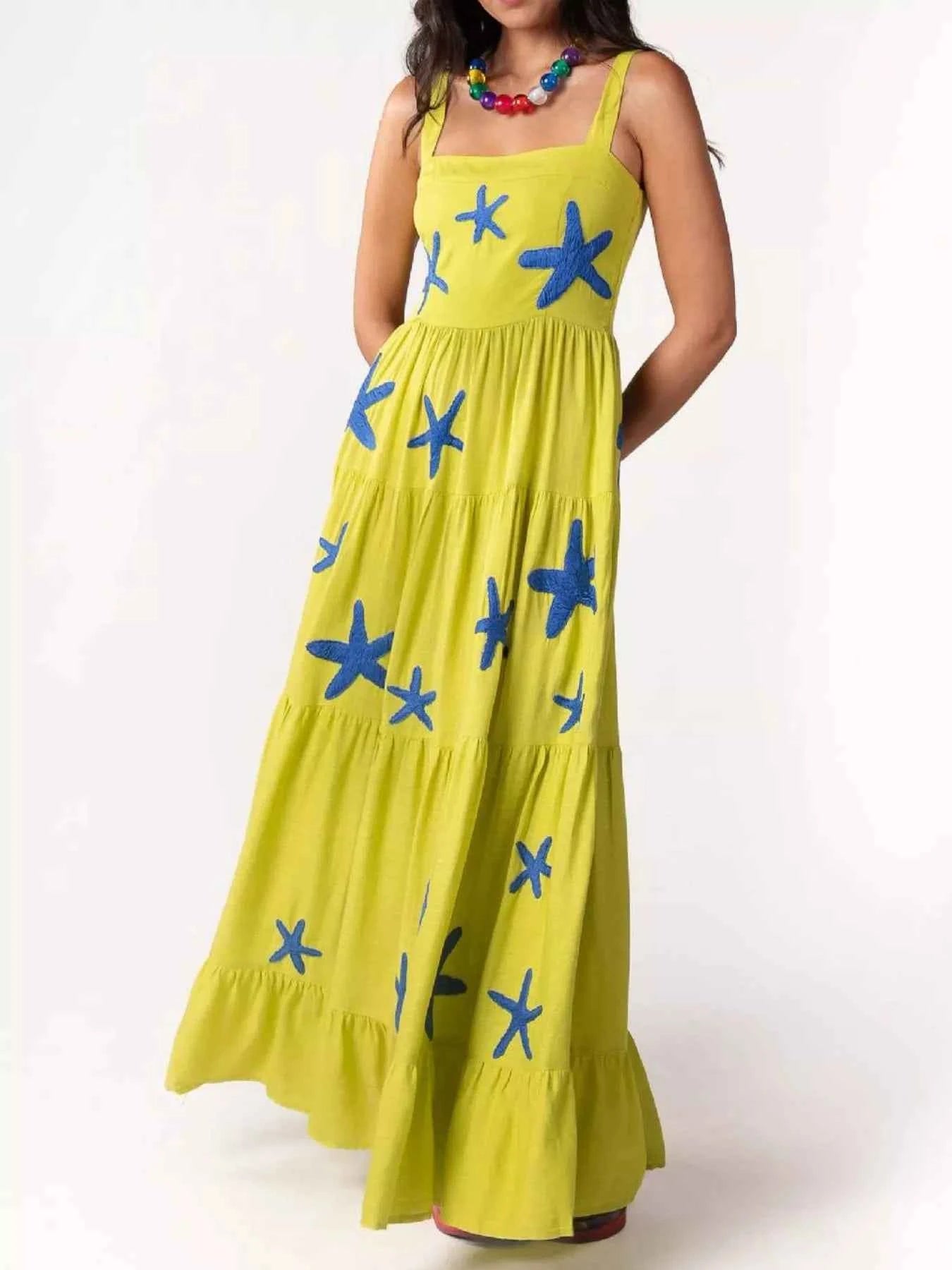 Embroidered Square Neck Tiered Maxi Cami Dress b09a1f27-520d-4b22-909b-346d15826a40-Max-Origin