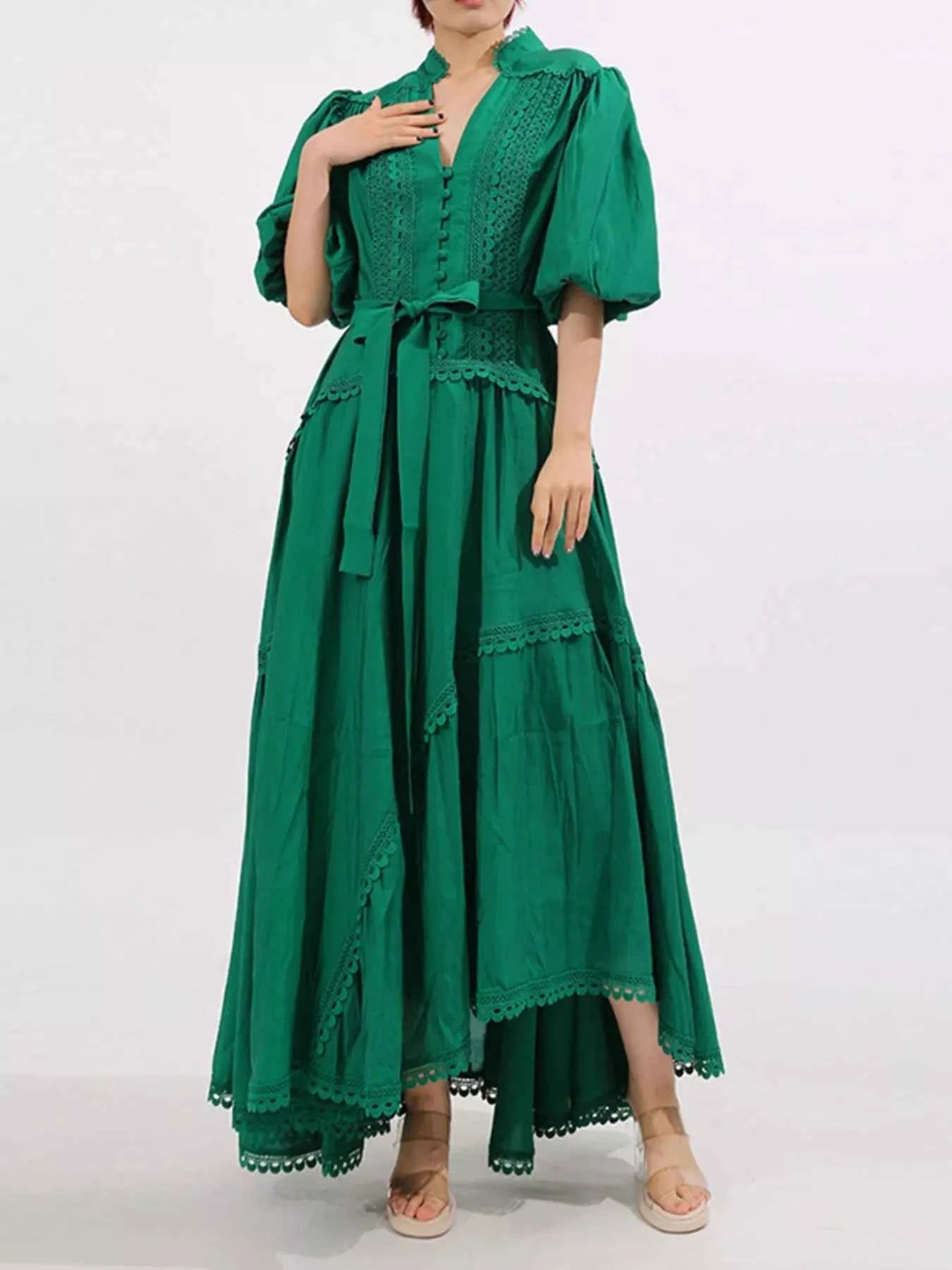 Lace Detail Notched Puff Sleeve Maxi Dress b09a869e-f53c-4d56-a832-8b69a317f496-Max-Origin