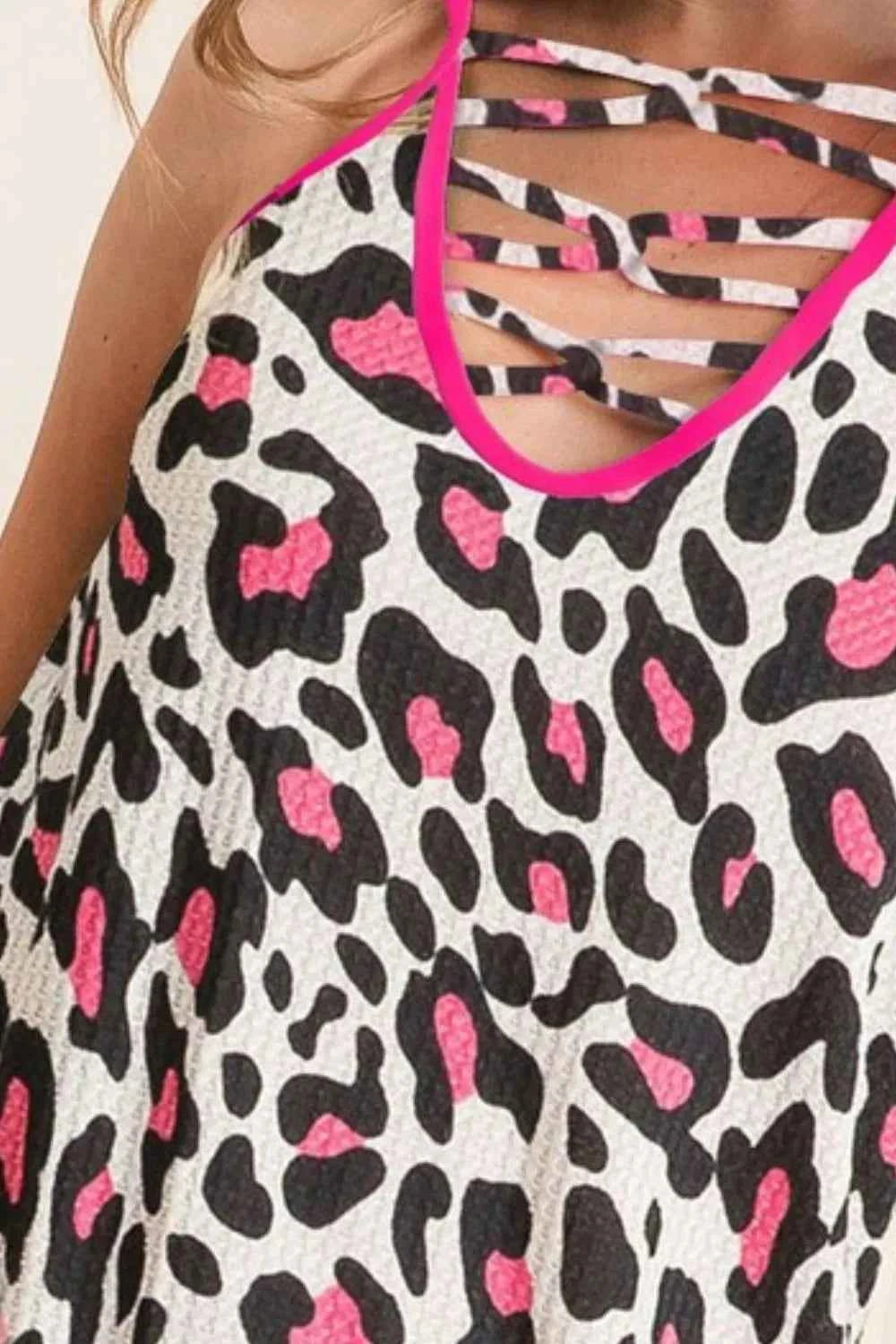 BiBi Leopard Print Caged Neck Knit Camisole b09be53e-7423-4a63-823d-3b1532bcf8f7-Max-Origin