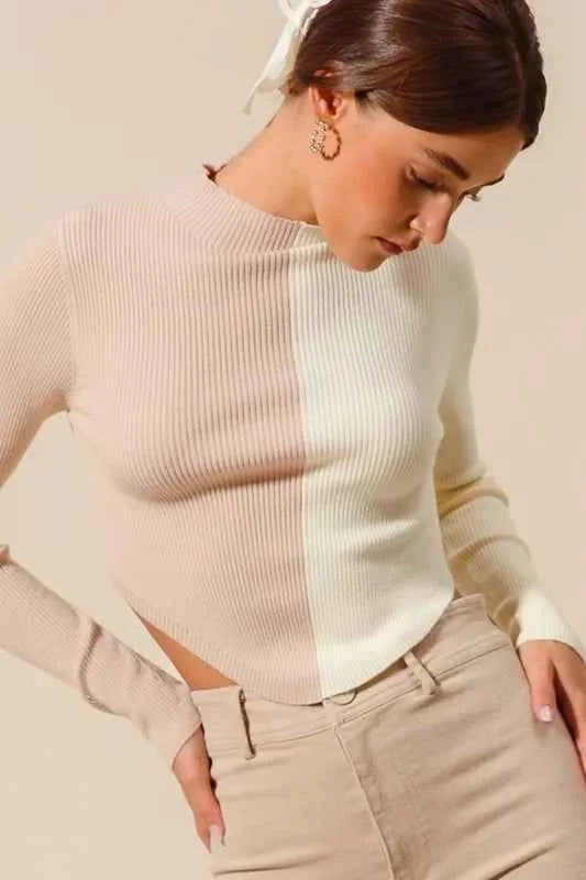 SO ME Color Block Fitted Crop Sweater Top b0c5c785efba4d809d27da202b4ddd7e-Max-Origin