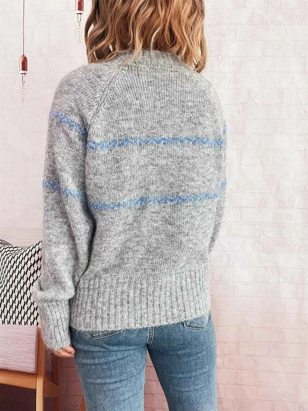 Ribbed Hem Flower Long Sleeve Sweater b0d31f7a7e534f52b6dab6d7b68da7d1-Max-Origin