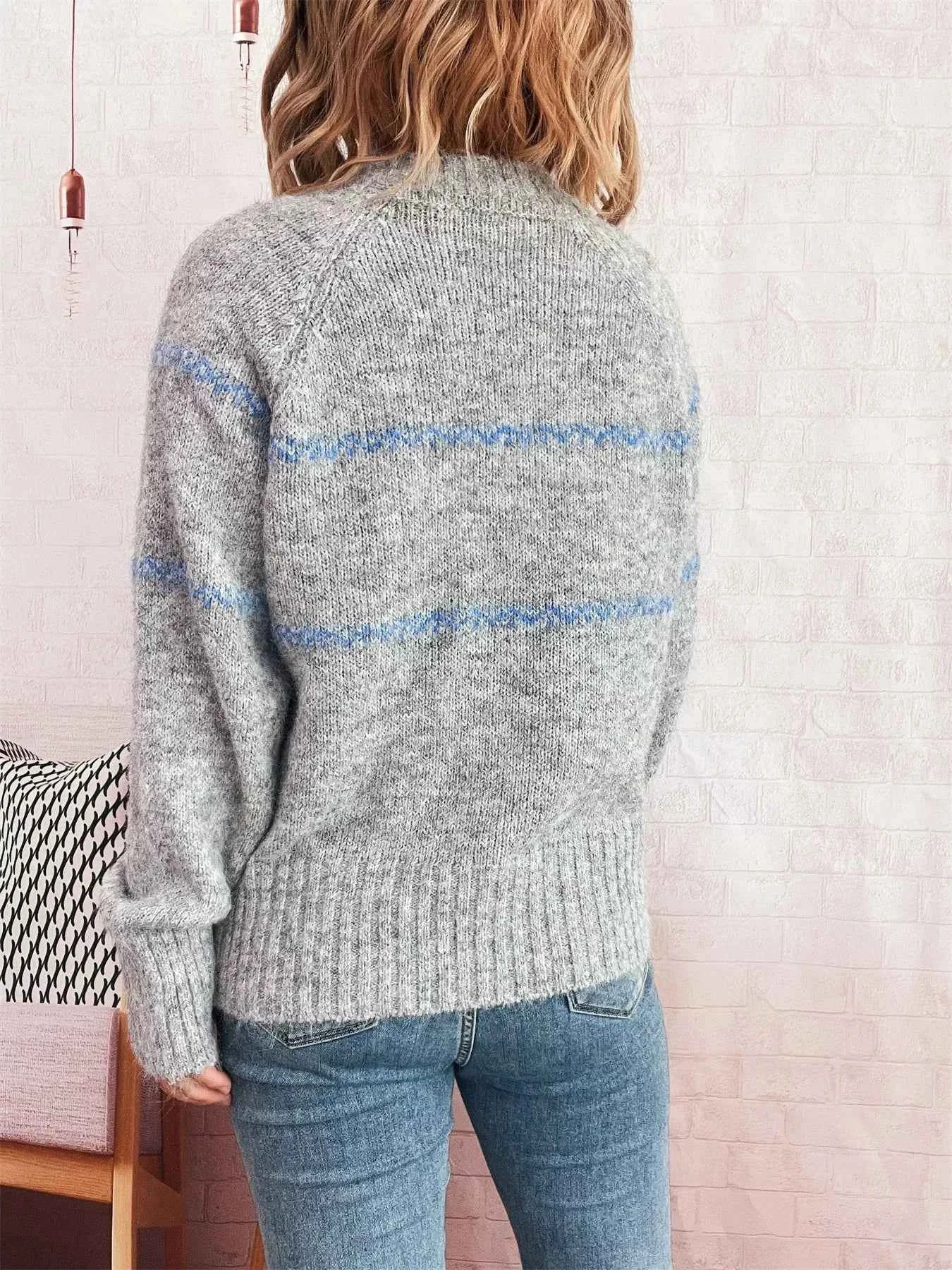 Ribbed Hem Flower Long Sleeve Sweater b0d31f7a7e534f52b6dab6d7b68da7d1-Max-Origin