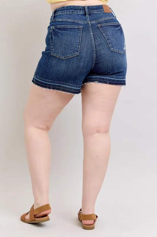 Judy Blue Full Size High Waist Tummy Control Destroy Release Hem Denim Shorts Plus Size b0e97f27-c6fb-47ab-a6e8-fa5eee314df7-Max-Origin