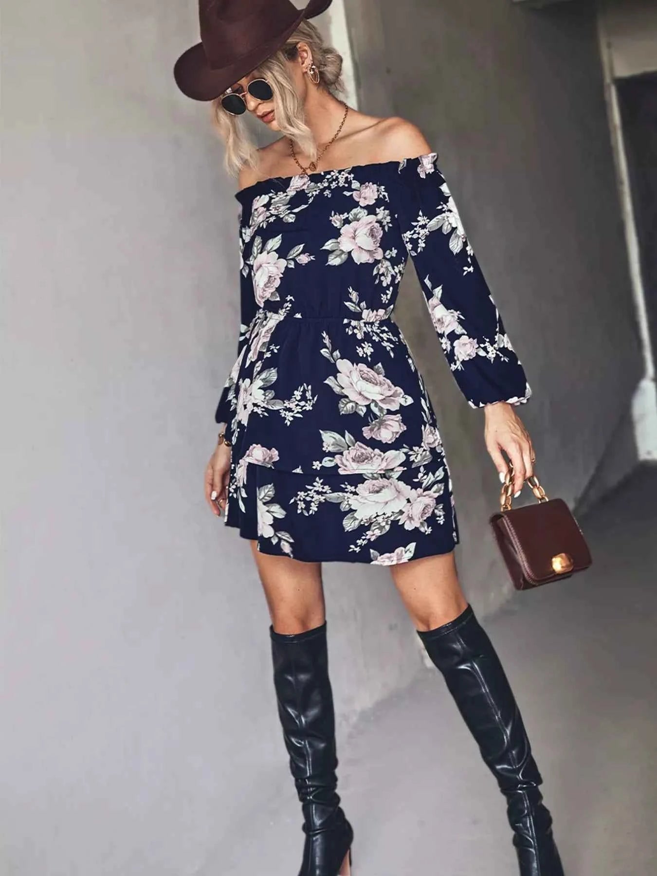 Off-Shoulder Floral Print Long Sleeve Mini Dress b0ec9d03-02fc-4cc0-a983-5780d2be08cc-Max-Origin