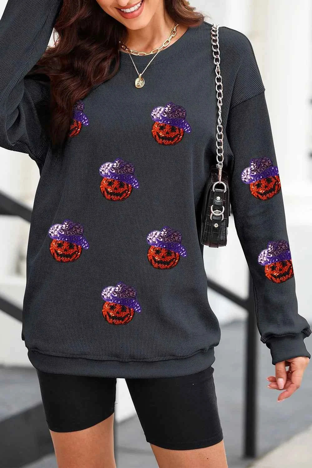 Sequin Pumpkin Long Sleeve Sweatshirt b0fe89ea-7f43-4d1f-b471-78a1dd6aa282-Max