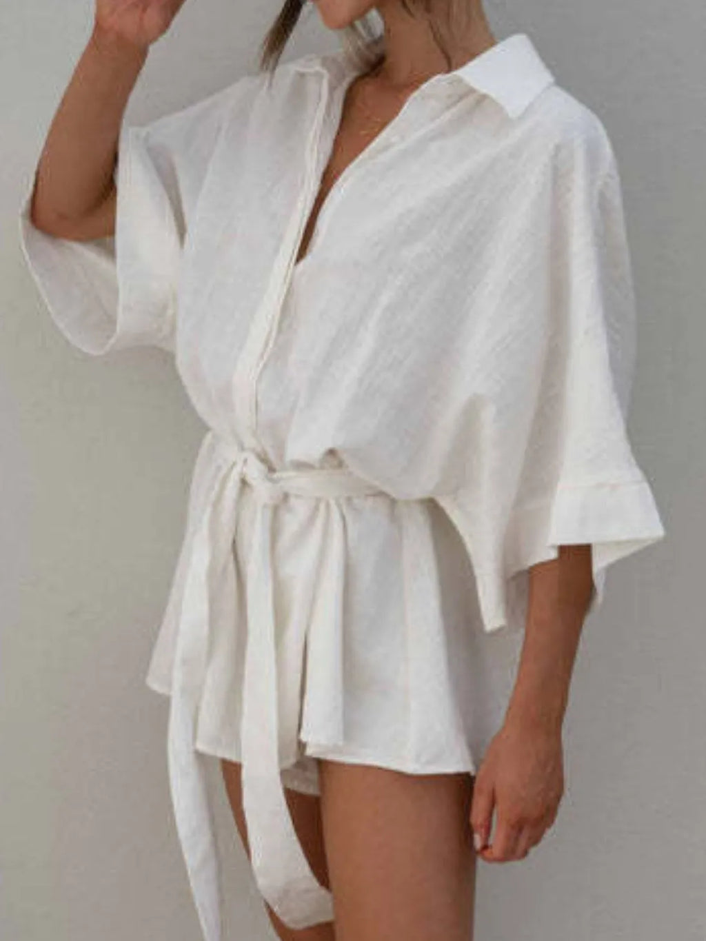 Collared Neck Half Sleeve Romper b1166f64-43c7-4d5b-b8c2-ef532d803b6c-Max-Origin