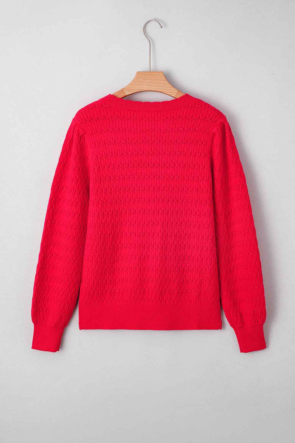 Sea Green Trendy Pattern Knit Ribbed Cuffs Crew Neck Sweater b14ebe05c16bd403