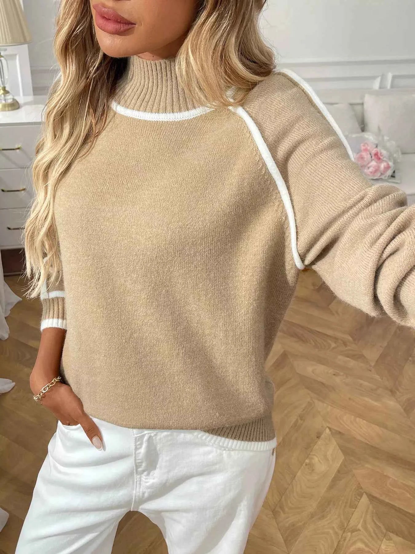 Contrast Trim Turtleneck Long Sleeve Sweater b156197755744a0d8cd5ac0ee4853d69-Max-Origin