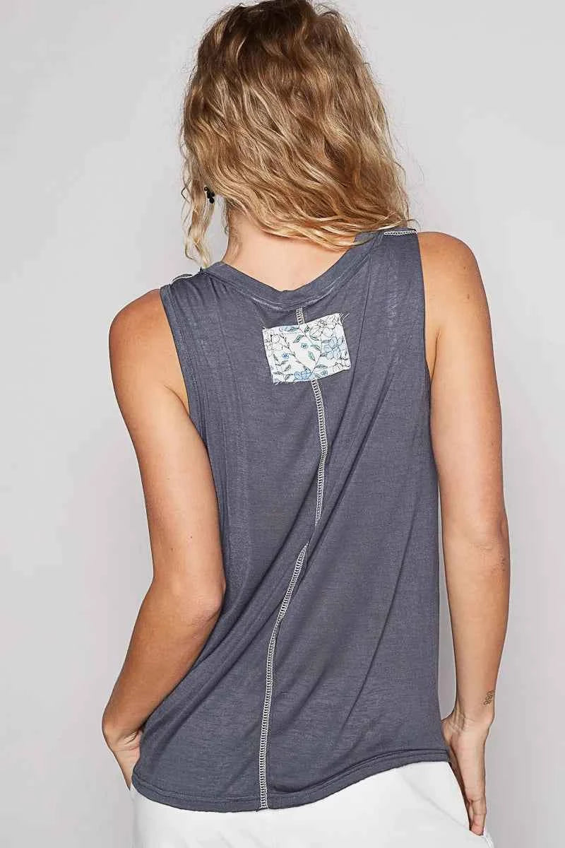 POL Floral Detail Pocket Patch Tank Top b15e91e9-0abf-4205-aaaa-64cf2f7f2136-Max-Origin