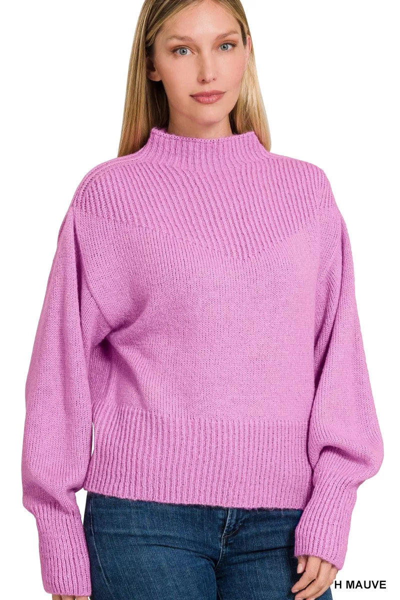 Zenana Balloon Sleeve Mock Neck Sweater b1842b86ec1b49338135fb9b65393eb3-Max-Origin