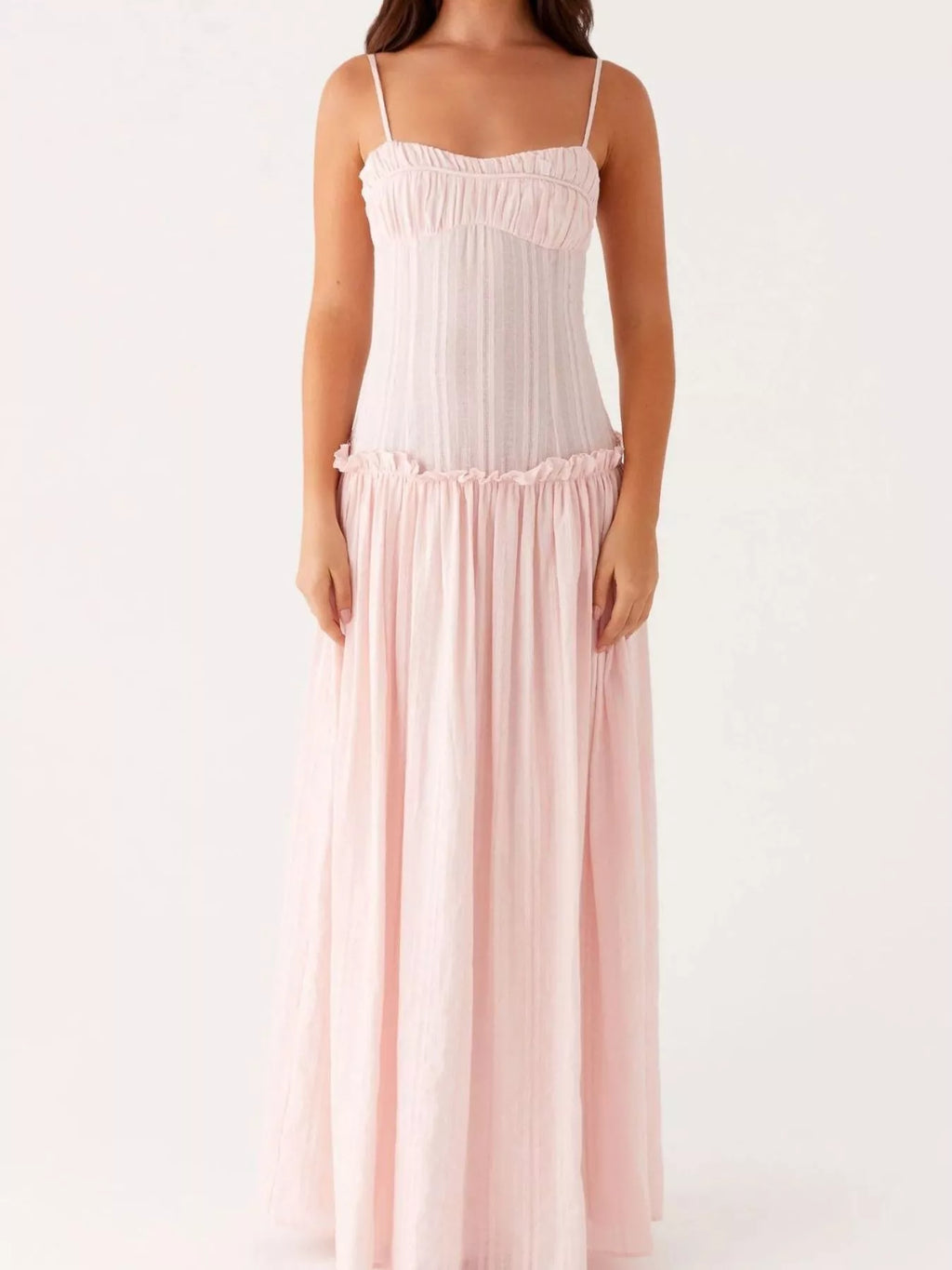 Frill Spaghetti Strap Maxi Dress b18eeecd-c81b-4348-af38-62b61cc4ef79-Max-Origin