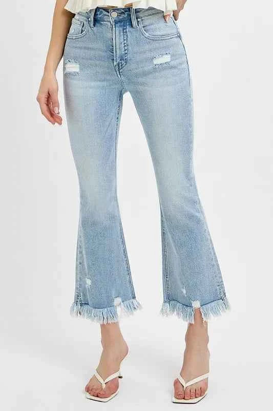 RISEN Full Size Raw Hem Distressed Cropped Flare Jeans Plus Size Light b1a19138-eff5-4b1b-b52e-4342f6d40ed6-Max